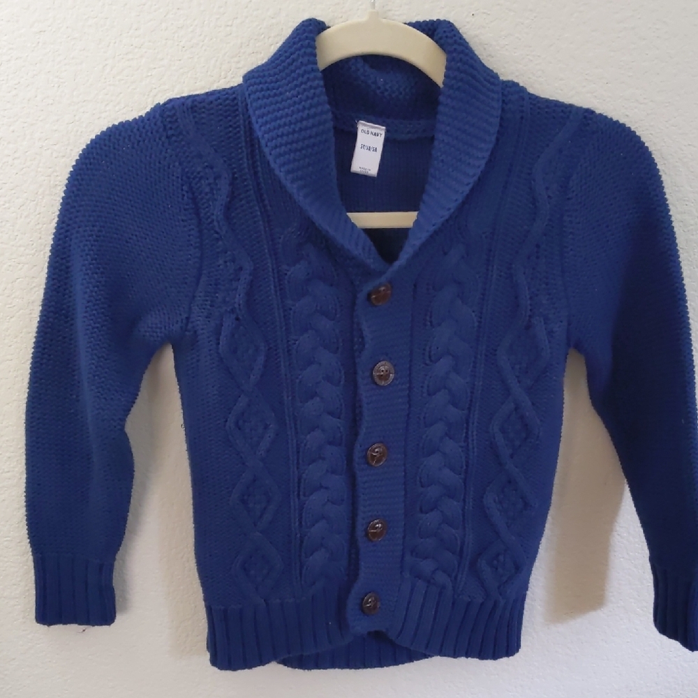 Old Navy Royal Blue Knit Kids cardigan 100% Cotton 5T\5A Classic spring
